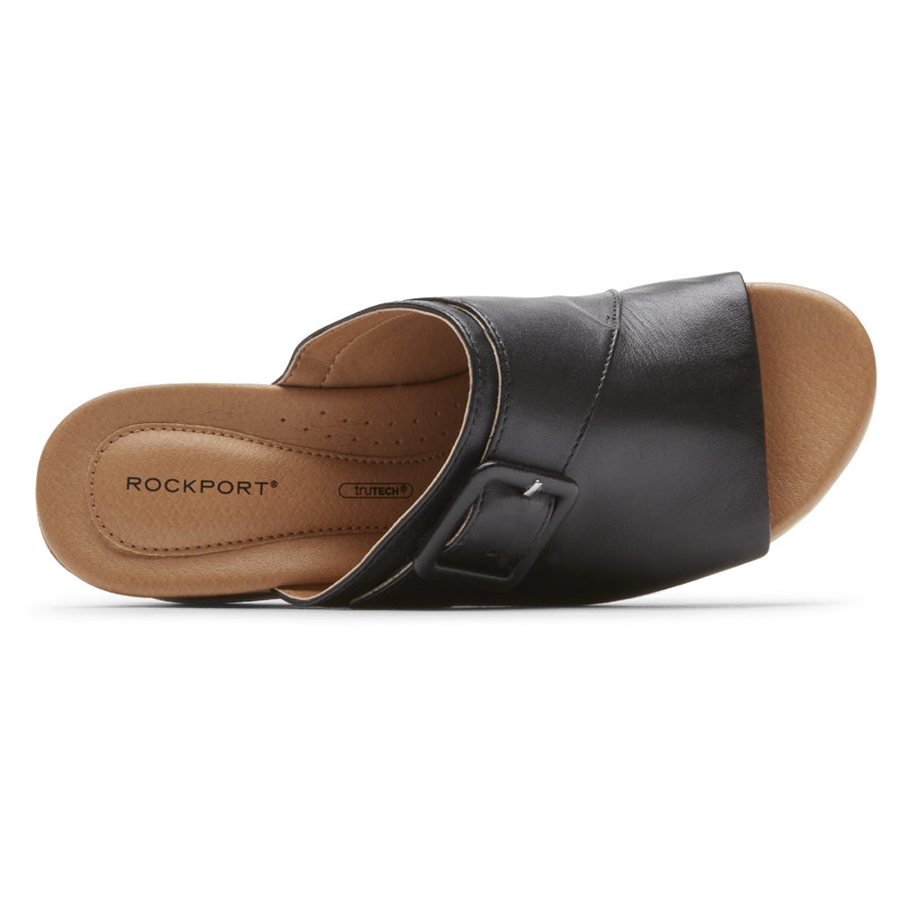 Chinelos Rockport Mulher Pretas - Lyla Buckle - 85267QNDA